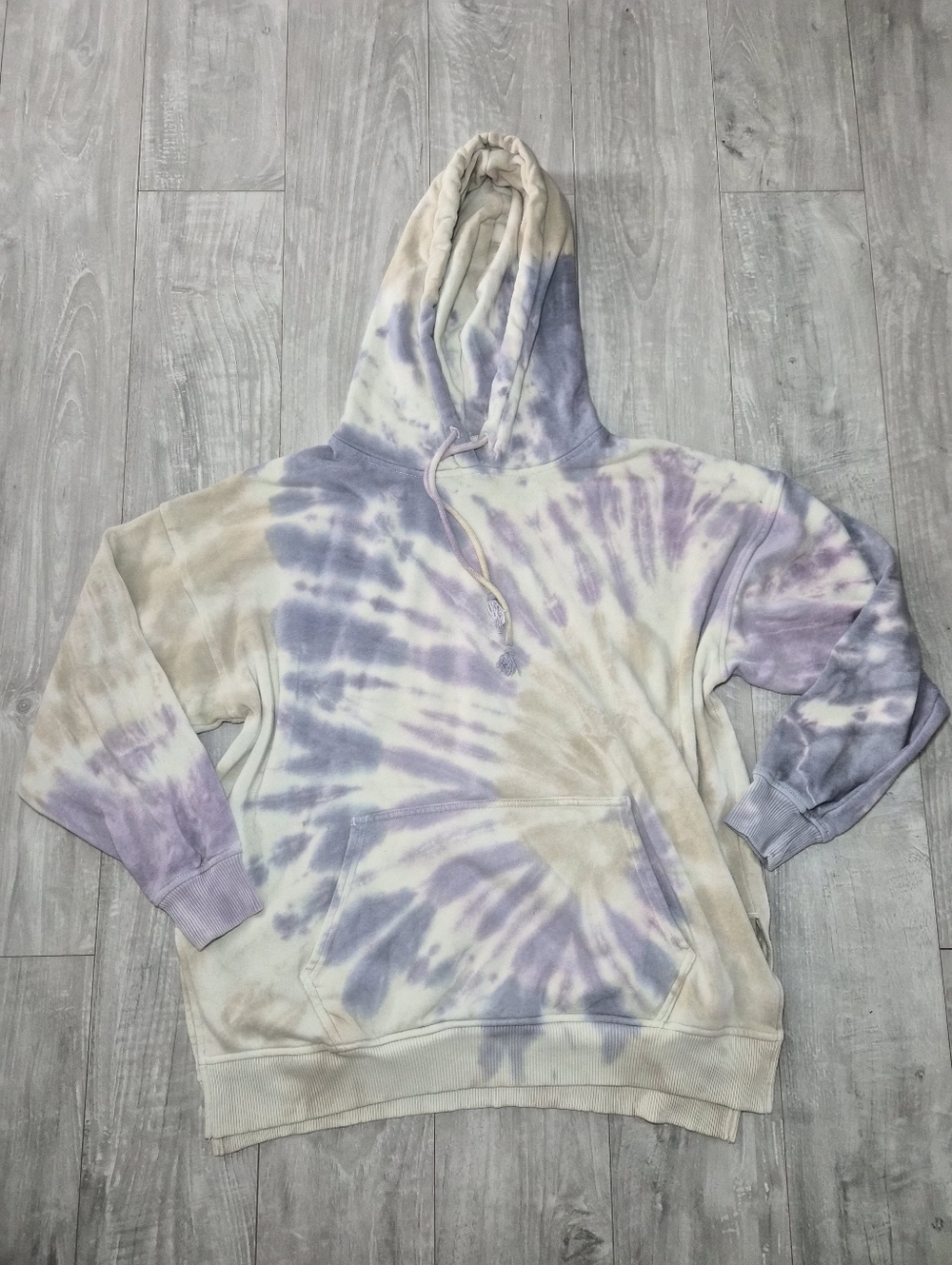 Tie-Dye Pastel Hoodie - Lavender & Cream Xs Oversized